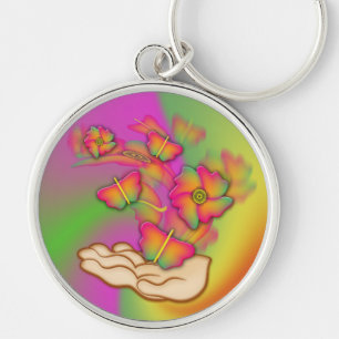 Chaveiro Borboletas e flores