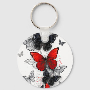 Chaveiro Borboletas Negras e Vermelhas