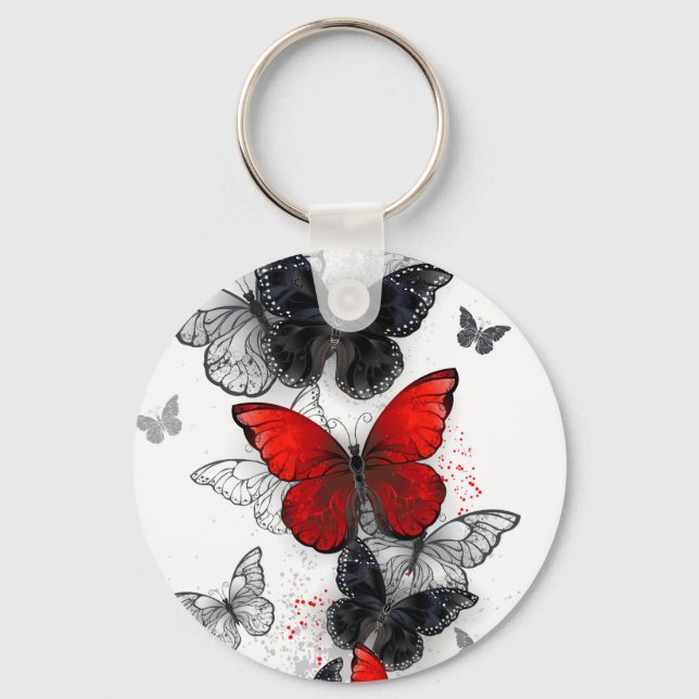 Chaveiro Borboletas Negras e Vermelhas (Frente)