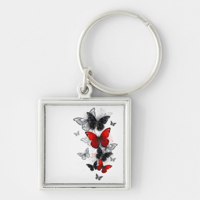 Chaveiro Borboletas Negras e Vermelhas (Frente)