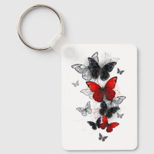 Chaveiro Borboletas Negras e Vermelhas