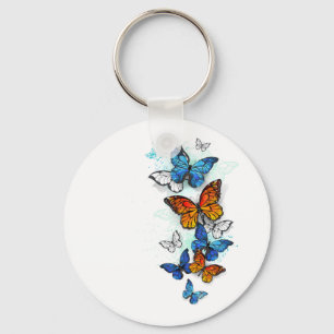 Chaveiro Borboletas voadoras Morpho e Monarca