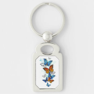 Chaveiro Borboletas voadoras Morpho e Monarca