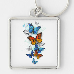 Chaveiro Borboletas voadoras Morpho e Monarca