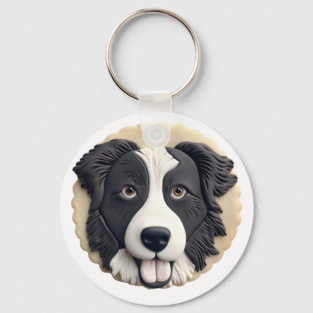 Chaveiro Borda Collie Dog 3D Inscrito (Frente)
