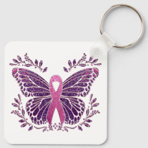 Chaveiro Borda Floral da Borboleta de Sensibilização do Can