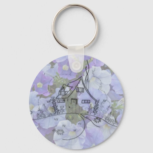 Chaveiro Bordados de algodão e Petunias (Frente)