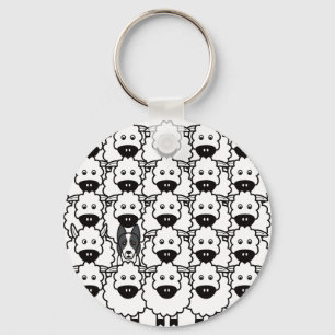 Chaveiro Border collie Liso-Revestido nos carneiros