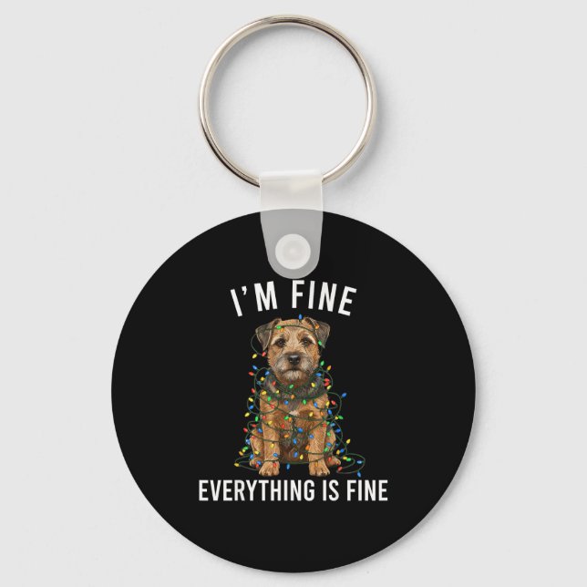 Chaveiro Border Terrier Christmas I'm Fine Everything Is Fi (Frente)