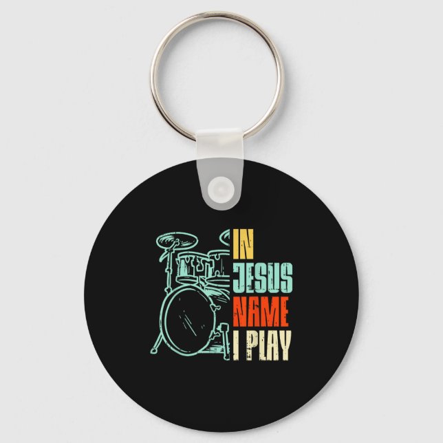 Chaveiro Boredkoalas Jesus Name I Play Drums - Men, Boys -  (Frente)