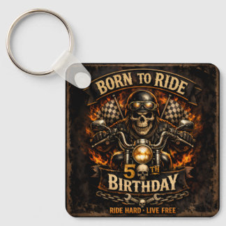 Chaveiro Born to Ride 50th Birthday Biker Skull