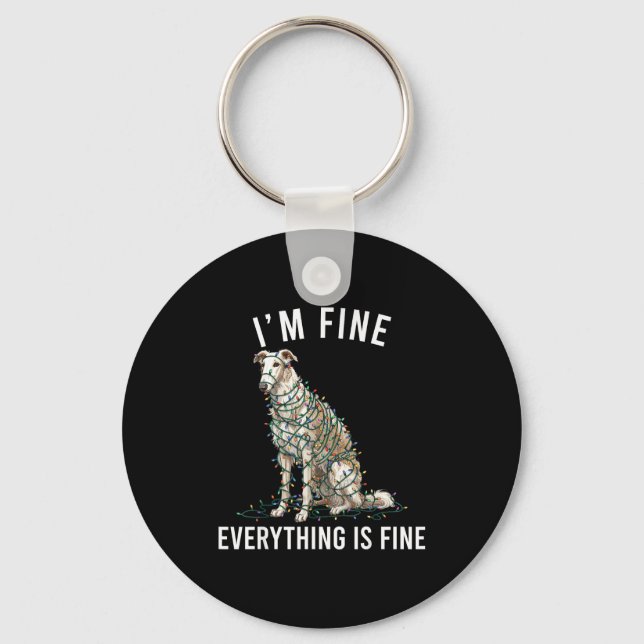 Chaveiro Borzoi Christmas I'm Fine Everything Is Fine  (Frente)