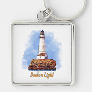 Chaveiro Boston Light Lighthouse Watercolor - Massachusetts