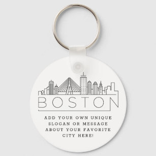 Chaveiro Boston Stylized Skyline   Slogan Personalizado