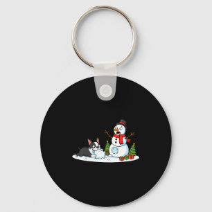 Chaveiro Boston Terrier Boneco de Neve Árvore de Natal Nata