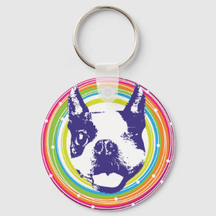 Chaveiro Boston Terrier - Círculos Coloridos