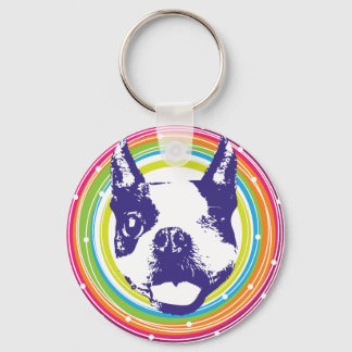 Chaveiro Boston Terrier - Círculos Coloridos