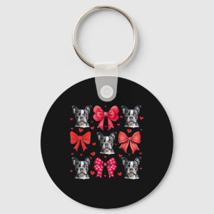 Chaveiro Boston Terrier Coquete Laço Cachorro Filhote Mãe V