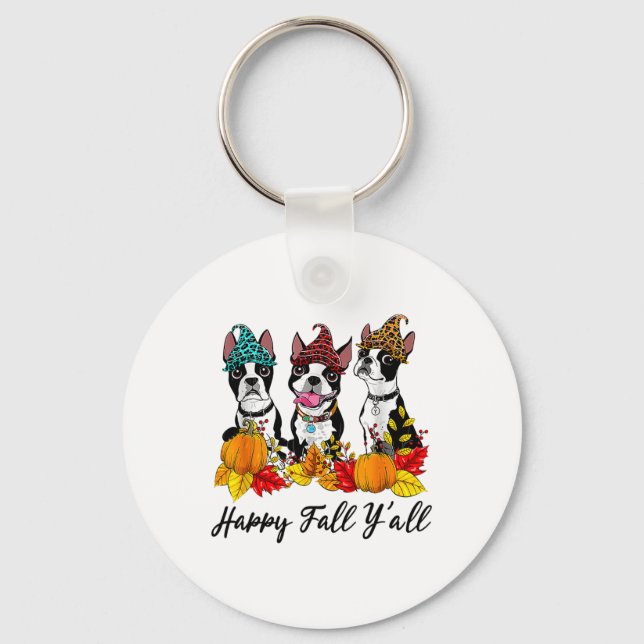 Chaveiro Boston Terrier Dog Fall Ya'll Halloween Cost (Frente)