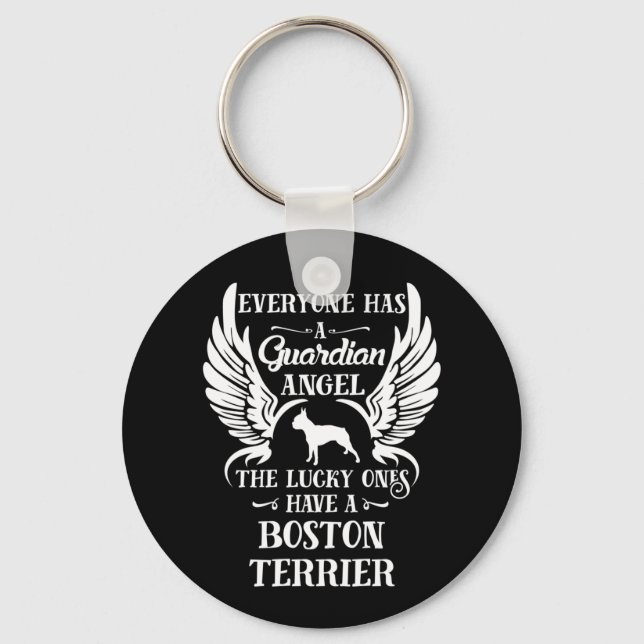 Chaveiro Boston Terrier Dog Guardian Angel (Frente)