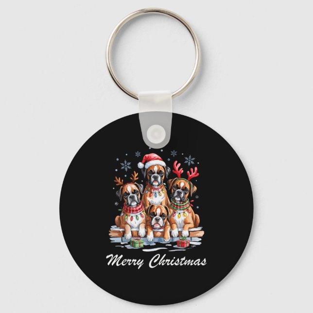Chaveiro Boston Terrier Merry Christmas Funny Dog Lovers Ho (Frente)