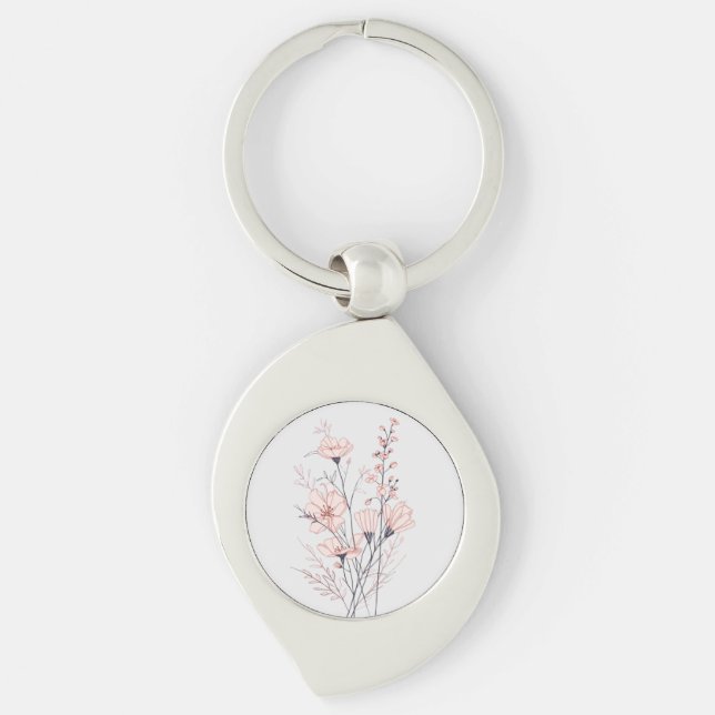 Chaveiro Botanical Floral Illustration | Minimal Nature Aes (Frente)