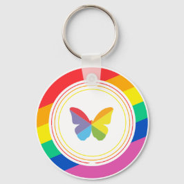 Chaveiro Botão de Orgulho LGBTQ+ Borboleta Arco-íris