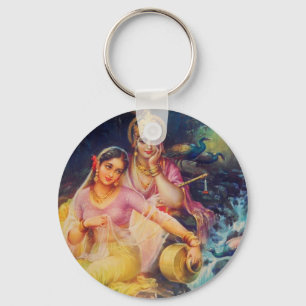 Chaveiro Botão de Radha e de Krishna