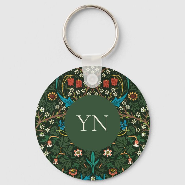CHAVEIRO BOTÃO KEYRING : WILLIAM MORRIS : TULIPS (Frente)