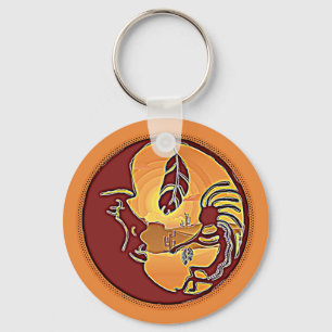 Chaveiro Botão Paisagem - Pena de Lua Kokopelli 1