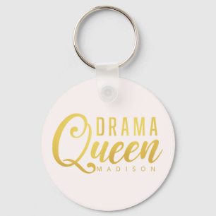 Chaveiro Botão Texto Rosa Nome da Rainha do Drama Moderno