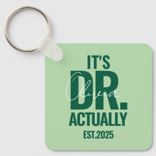 Chaveiro Botão Verde Escuro com Nome do Dr. Data Personaliz