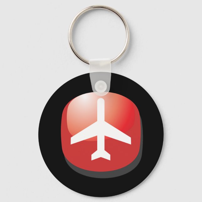 Chaveiro Botão Vermelho do Avião (Frente)