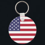 Chaveiro Botão vermelho e azul bandeira dos EUA<br><div class="desc">Botão vermelho branco e azul do sinalizador dos EUA</div>