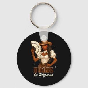 Chaveiro Botas de História Negra no Chão Cowgirl Western
