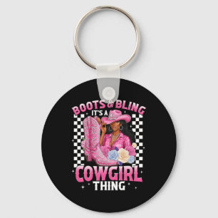 Chaveiro Botas e Brilho É Coisa de Cowgirl História Negra G
