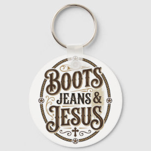 Chaveiro Botas Jeans & Jesus Fé Western Vintage