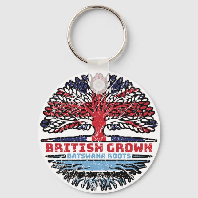 Chaveiro Botsuana Batsuana British Tree Roots Flag (Frente)