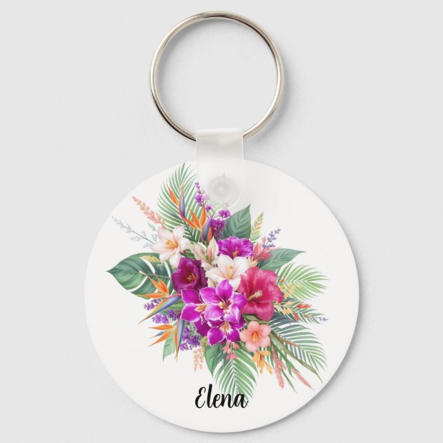 Chaveiro Bouquet of Beautiful Tropical Flowers (Frente)