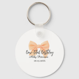 Chaveiro Bow-tiful birthday orange bow name date simple pas