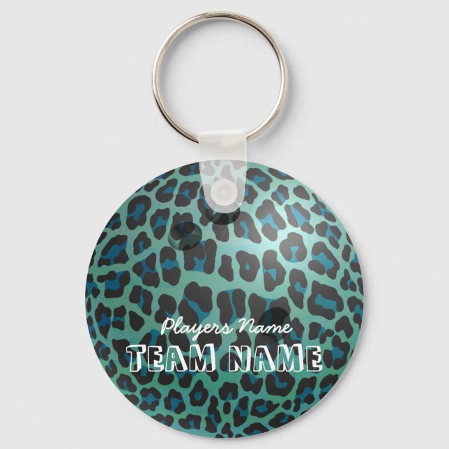 Chaveiro Bowling Ball Leopard Teal (Frente)