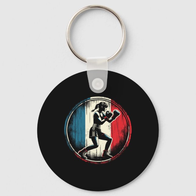 Chaveiro Boxeadora com Bandeira da França - Kickboxing Femi (Frente)