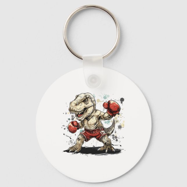 Chaveiro Boxeando Dinossauro Boxeador T-rex Kickboxing Dino (Frente)
