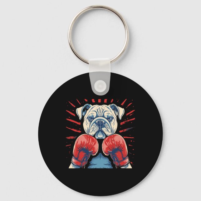 Chaveiro Boxer Bulldog Com Luvas de Boxe Kickboxing Engraça (Frente)