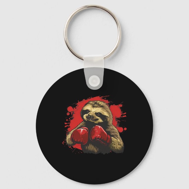 Chaveiro Boxer Sloth com luvas in a box Kickboxe Engraçado  (Frente)