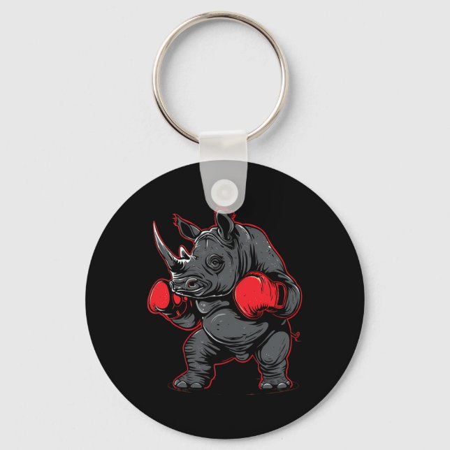 Chaveiro Boxing Rhino With Boxing Gloves Kickboxing Funny B (Frente)