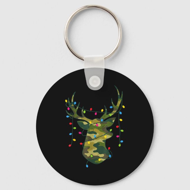 Chaveiro Boy Men Camo Deer Hunting Christmas Light Pajama P (Frente)