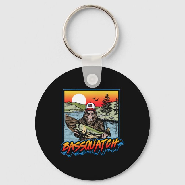 Chaveiro Bquatch! Funny B Pesca Sasquatch Retro 80s Fishe (Frente)