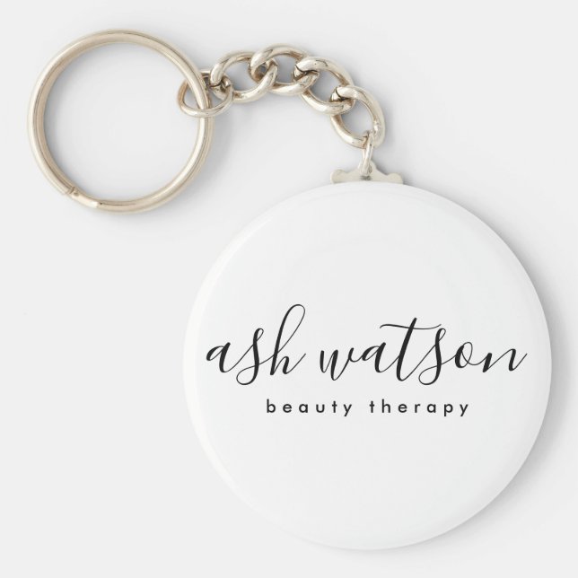 Chaveiro Branco comum de caligrafia simples moderna (Frente)