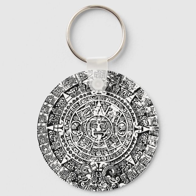 Chaveiro Branco do Calendário Mayan (Frente)